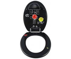 MSV 140770 Marelle Abattant WC MDF/Inox Noir imprimÃ© Blanc 43 x 36 x 4 cm