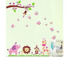 Walplus Sticker Mural Immense 3D Papillon Fille Rose Chambre Enfant DÃ©cal
