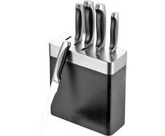 Esmeyer Stardust - Ensemble de Cinq Couteaux « Stardust », avec Bloc Noir « Massiv », Manche des Couteaux en Plastique Noir antidérapant