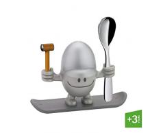 WMF McEgg Coquetier avec cuillÃ¨re, plastique, acier inoxydable Cromargan poli, passe au lave-vaisselle, argent
