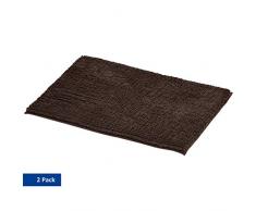 AmazonBasics Tapis de bain en mousse à mémoire de forme et maille chenille, Brun, 50 x 80 cm, Lot de 2