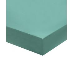 Blanc des Vosges Uni Satin Drap housse Coton Celadon 140 x 200 cm bonnet de 30 cm