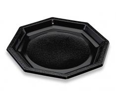 GUILLIN - OCTOPACK ASF240N SACHET DE 50 Assiette Octogonale RÃ©utilisable, PolystyrÃ¨ne, Noir, 24 x 24 x 2,1 cm