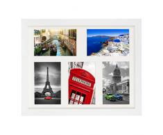 Cadre Photo pÃªle-mÃªle, 28 x 35 cm Cadre Multi Photo avec Passe-Partout pour 5 Photos 10 x 15 cm, Blanc