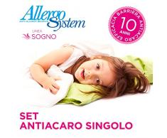 Allergosystem Parure de lit Anti-acariens composée dun Drap Housse avec Fermeture éclair pour lit Simple, 90 x 200 x 20 cm et 1 taie doreiller, 50 x 80 cm, Polyester