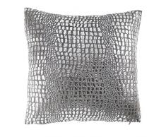 Douceur dIntÃ©rieur Housse de Coussin + Encart Velours Argent C1061 Polyester Gris/Argent 40 x 40 cm