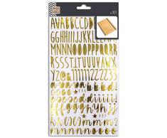 D.I.Y with Toga NoÃ«l Planche de 301 stickers alphabet et chiffres, Plastique, Or, Dimensions 14,5 x 26 cm