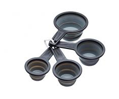 masterclass KitchenCraft Smart Space Lot de 4 gobelets à mesurer antiadhésif et Pliables Noir/Gris