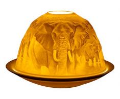 Him DL0062 (Elephants) -photophore en Porcelaine, Blanc CassÃ©, 12x12x8 cm