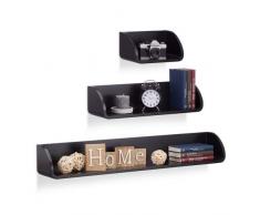 relaxdays Ãtagère murale tablette flottante set de 3 plateau étroit MDF cuisine bois design 17 cm DVD, CD, livres, noir