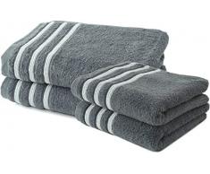 Lot de 2 Serviettes de Toilette 50x100 cm + 2 Draps de Douche 70x140 cm 100% Coton - 550 GR/m2