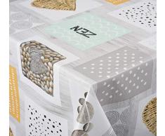 Venilia ZÃNITUDE Rectangle Nappe Harmony Linge de Table Toile cirée Maintenance réduite hydrophobes, Polyester, PVC, rectangulaire, 140 x 200 cm, 55003, 140 x 200 cm