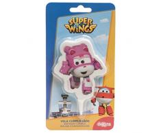 SUPER WINGS DIZZY 346178 Bougie 2D 7.5 CM, Cire, Rose, 8 x 8 x 12 cm