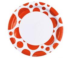 Amscan - 999316 - 8 Assiettes Ã Pois DiamÃ¨tre - 23 cm - Orange