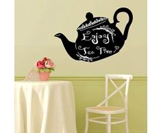 Walplus 46x28 cm Mural Autocollants ThÃ© Pot Tableau Amovible Auto-AdhÃ©sif Art Mural Bricolage Maison Bureau DÃ©cor Peint CrÃ¨che Chambre Enfants Cadeau, Noir