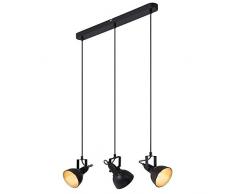 Briloner Leuchten Lampe Ã suspension â Comporte 3 spots pivotants en mÃ©tal avec douilles E14 â IdÃ©ale pour le salon ou la salle Ã manger â Couleur noir et or