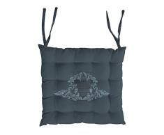 Soleil docre Medaillon Dessus de Chaise Capitonné, Coton, Gris, 40 x 40 x 5 cm