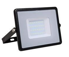 V-TAC SKU.413 - Projecteur LED Slim 100W IP65 4000K, Aluminium, Ãtanche, Noir, Hauteur x Largeur x Profondeur : 29,1 x 24 x 3 cm