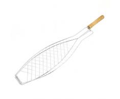 Camp en métal argenté multi trous pour poissons barbecue Outil 61 cm Long