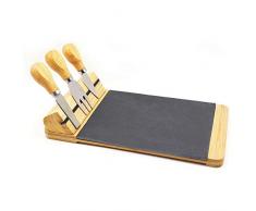 REVIMPORT 03/1776 Plateau à Fromage Bambou et Ardoise, Bois, Multicolore, 0 cm