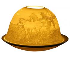 Him DL0074 Chevaux (Horses) -photophore en Porcelaine, Blanc CassÃ©, 12x12x8 cm