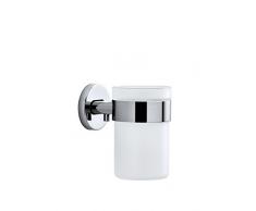 Blomus 68930 Verre à Dents Areo Transparent/Argent Poli, Acier Inoxydable, 7 x 7 x 11,5 cm