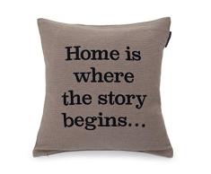Lexington 2011810108 Housse de Coussin 50 x 50 cm, 100% Coton, Beige/brodÃ© Bleu, 50 x 50 cm