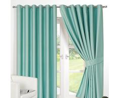 Dreamscene Bague sur Le Dessus Entièrement doublé Paire Thermique occultant Rideau à Oeillets, Aqua, 66 x 274,3 cm