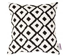 Tom Tailor T-Small Squares Enveloppe de Coussin Blanc/Noir Tissu Mixte Blanc/Noir 40 x 40 cm