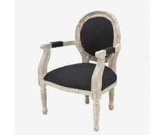 Better & Best Fauteuil à accoudoirs Ouverts, Blanc, Coton, Noir, Dimensions 49,5 x 42 x 69 cm, matériau : Bois/Toile, Taille Unique