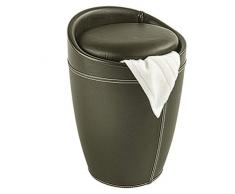 Wenko Tabouret de Salle de Bain Candy Simili Cuir Brun, Plastique, 28 x 28 x 18 cm