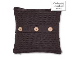 Catherine Lansfield Chunky Knitt Plaid, SynthÃ©tique, Charbon, Housse de Coussin