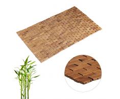 Relaxdays, Nature Tapis en Bambou Enroulable Anti-Glisse Hygiénique Résistant Humidité Sortie de Bain, 50x80cm, 50 x 80 cm
