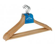 WENKO Cintres galbés Eco - set de 5 cintres, barre pour pantalons, encoches jupes, Bois, 45 x 23.5 x 1.2 cm, Marron