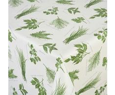 Venilia AROMATES Vert Rectangle Nappe Herbes Linge de Table Toile cirÃ©e Maintenance rÃ©duite hydrophobes, Polyester, PVC, rectangulaire, 140Â x 160Â cm, 55041, 140 x 160 cm