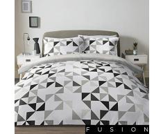 Fusion Hendra Parure de lit Facile dentretien, Polyester Polycoton Coton Polycoton, Gris, Super King