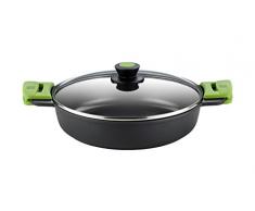 BRA Prior - Faitout Bas avec Couvercle en Verre et anses en Silicone, 28 cm