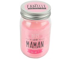 DITES LE AVEC DES MOTS MO0156 Bougie Mason Jar, Cire/Verre, Rose, 7,8 x 7,8 x 13,2 cm