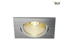 SLV New Tria Colonne murale cache-câble 68 LED Plafond Spot encastré, eckig, 9 W COB 3000 K 38 degrés clip plumes 114396 en aluminium brossé