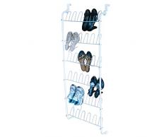 MSV 220 Rangement Chaussures pour Porte, Chrome, Blanche, 154x56x20 cm