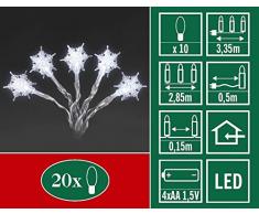 Konstsmide 1260-203 Guirlande dEclairage DÃ©co sur Pile LEDs Flocons 10 LEDs Blanc CÃ¢ble Transparent