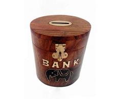 Stylla London Fait Ã la Main dÃ©coratifs Tirelire, Bois, Marron, 8Â x 8Â x 12Â cm