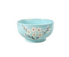 lachineuse Grand Bol à Ramen Japonais - Teinte Bleue - Motif Fleur de Cerisier