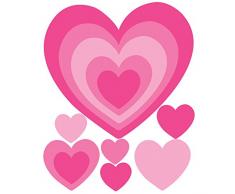 Wallies cÅurs en Coeurs Nail Art Stickers muraux Peel et Stick Big, Multicolore