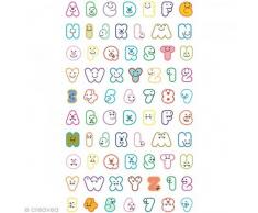 Toga SFG35 Alphabet majuscule transparent Planche de sticker Plastique/Epoxy Multicolore 9,5 x 18,5 x 0,2 cm