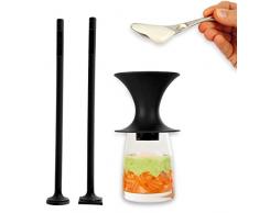 Kubb K106 Entonnoir pour verrines + 2 poussoirs Plastique Noir, Dimension 8 x 8 x 8cm