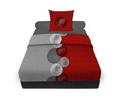 Soleil docre Luna lit, Parure de Drap, Coton, Rouge, 180 x 290 cm