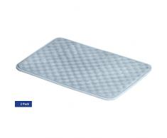 AmazonBasics Tapis de bain en mousse Ã mÃ©moire de forme et texture striÃ©e, Bleu, 50 x 80 cm, Lot de 2