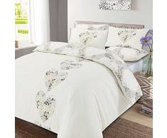 Dreamscene Lizzie Housse de Couette rÃ©versible avec taie doreiller, Polyester-Coton., Ãcru, King