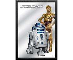 Empire Poster â Star Wars â R2D2 â C3PO â Taille (cm) env. 30 x 20 - Miroir imprimé - Description : - Miroir Mural imprimé avec Cadre en Plastique Noir -